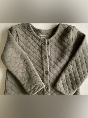 Pehr Baby Quilted Snap-Front Cardigan sweater in Olive 0-6 month